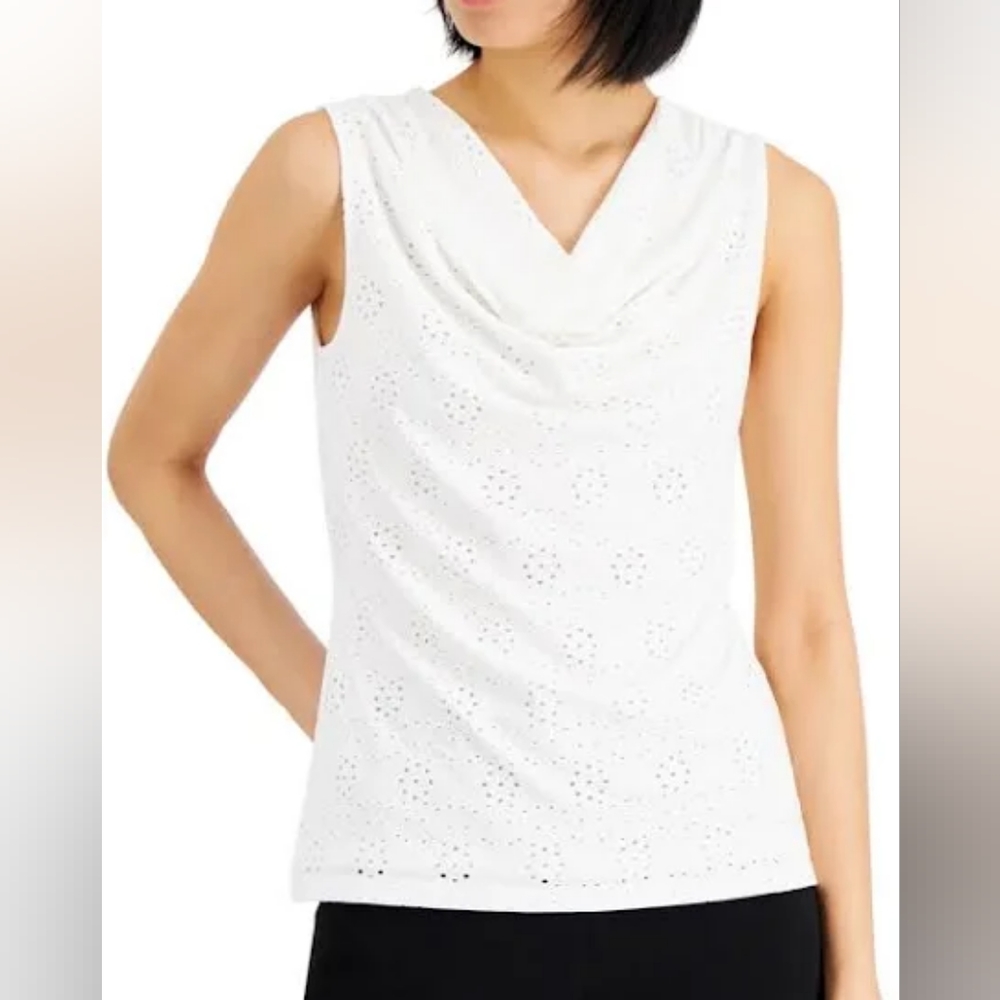 Kasper Eyelet Sleeveless Top - Size PS